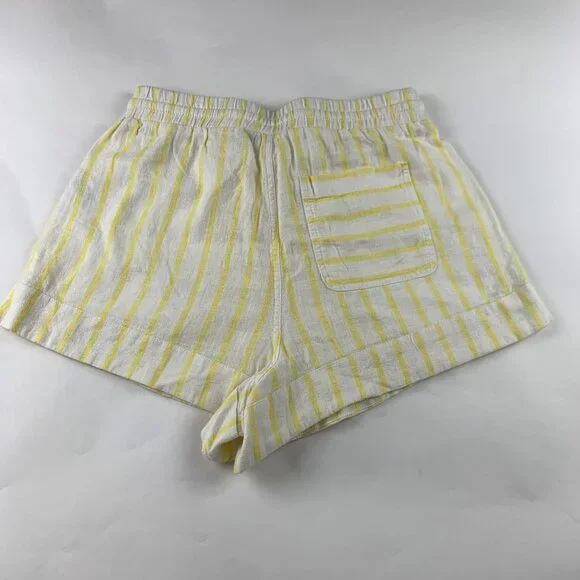 Universal Thread Yellow Lemon Striped Linen Blend Pull On Shorts S - Picture 5 of 5